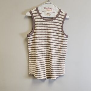 Chic Striped Tank Top - Brown and Cream